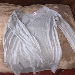 V-neck silver sweater